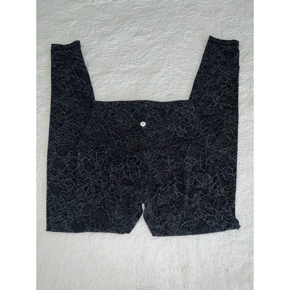 LULULEMON ALIGN HIGH RISE FULL LENGTH 28” LACESCAPE DARK CAST BLACK SIZE 4 - Picture 9 of 11